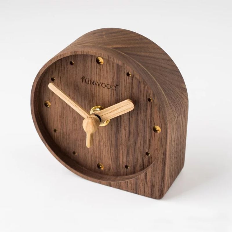 【方木fünwood】木銅桌鐘｜木合金水滴造型桌鐘_圖片